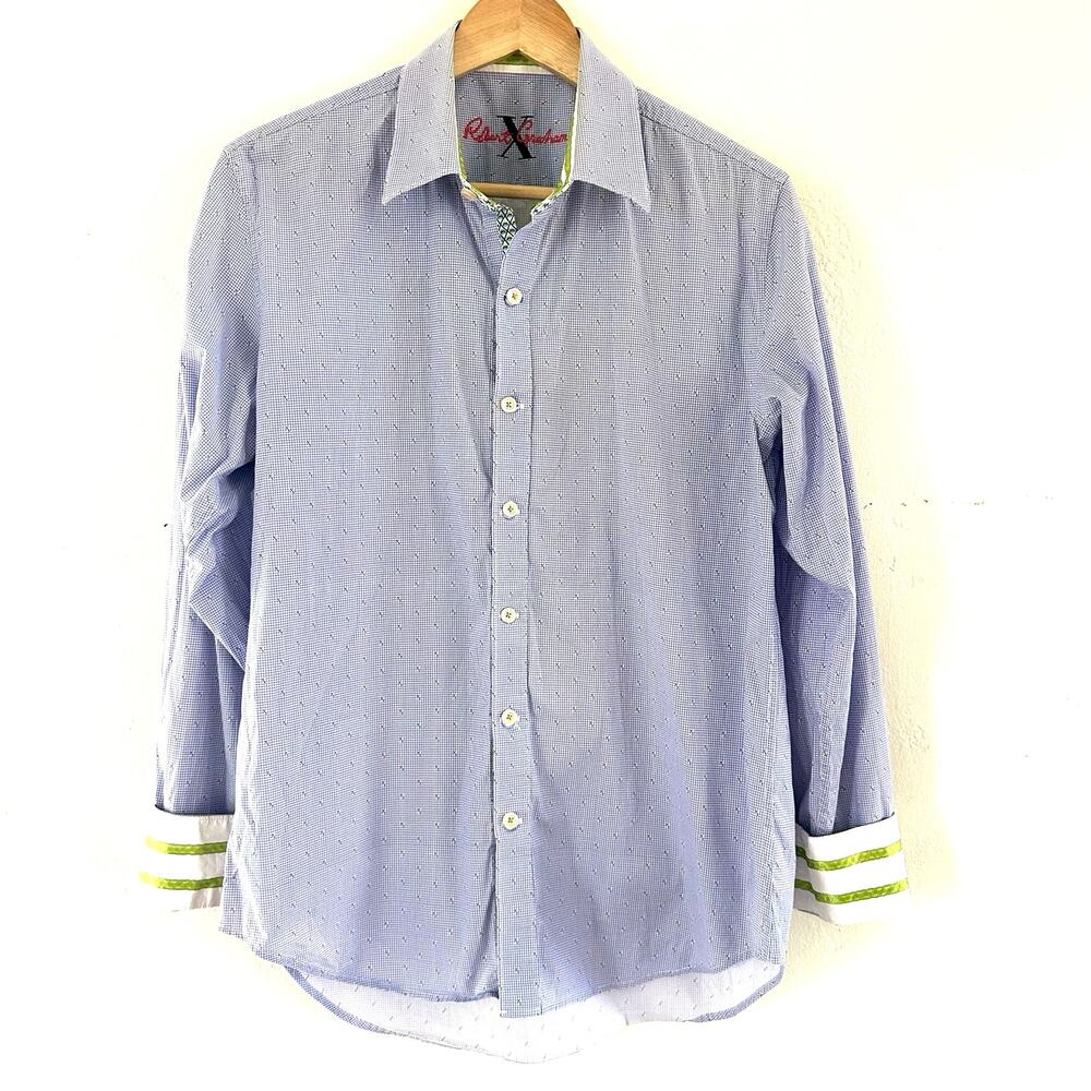 Robert Graham Long Sleeve Button Up Tailored Fit Men's Size Medium Contrast Cuff